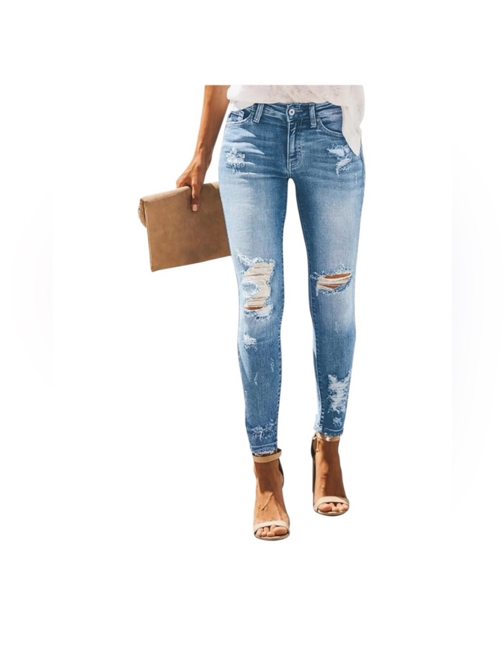 NWT JUDY BLUE Real You Mid Rise Women's Distressed Skinny Fit Blue Jeans3/26